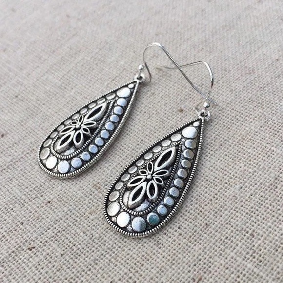 Any 2/$20! Silver Etched Boho Drop Earrings - Picture 5 of 8